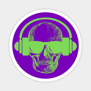 Skull And Phones, Green Magnet